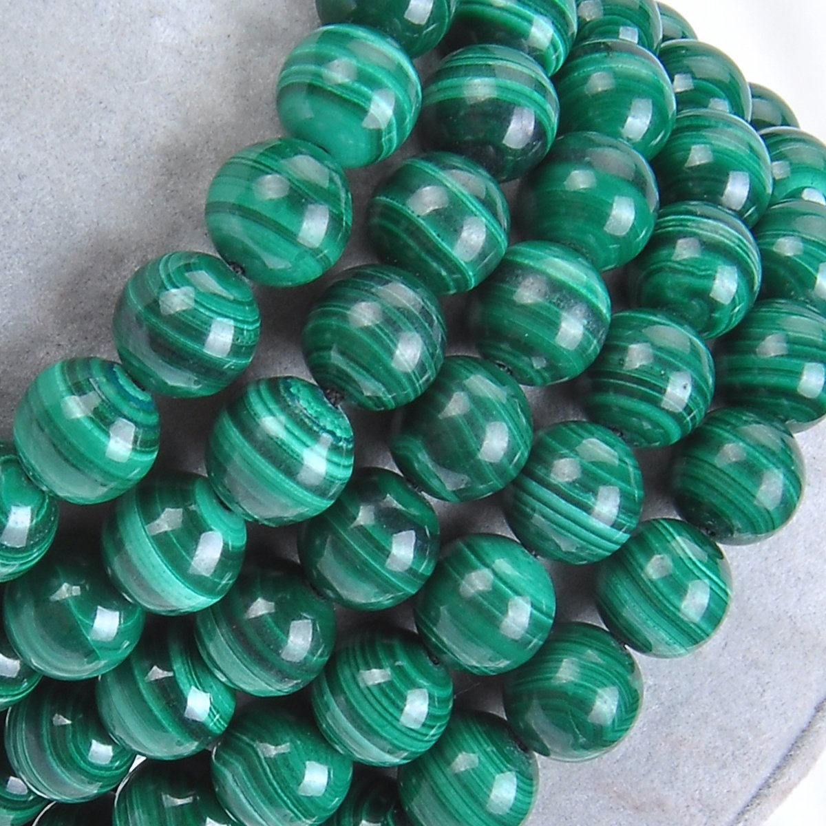 6mm Unisex Adjustable Size Genuine Stone Mala Beads Bracelet (Natural Malachite / 6mm)