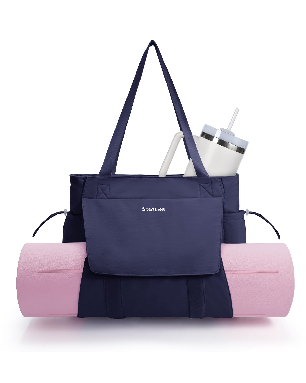 Yoga Mat Bag Waterproof Tote Gym Bag Mat Carrier W (Navy Blue)