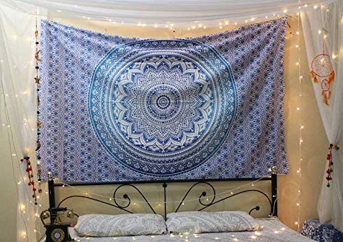 Ombre Wall Hanging Bohemian Tapestry (Blue / 60"L x 54"W)
