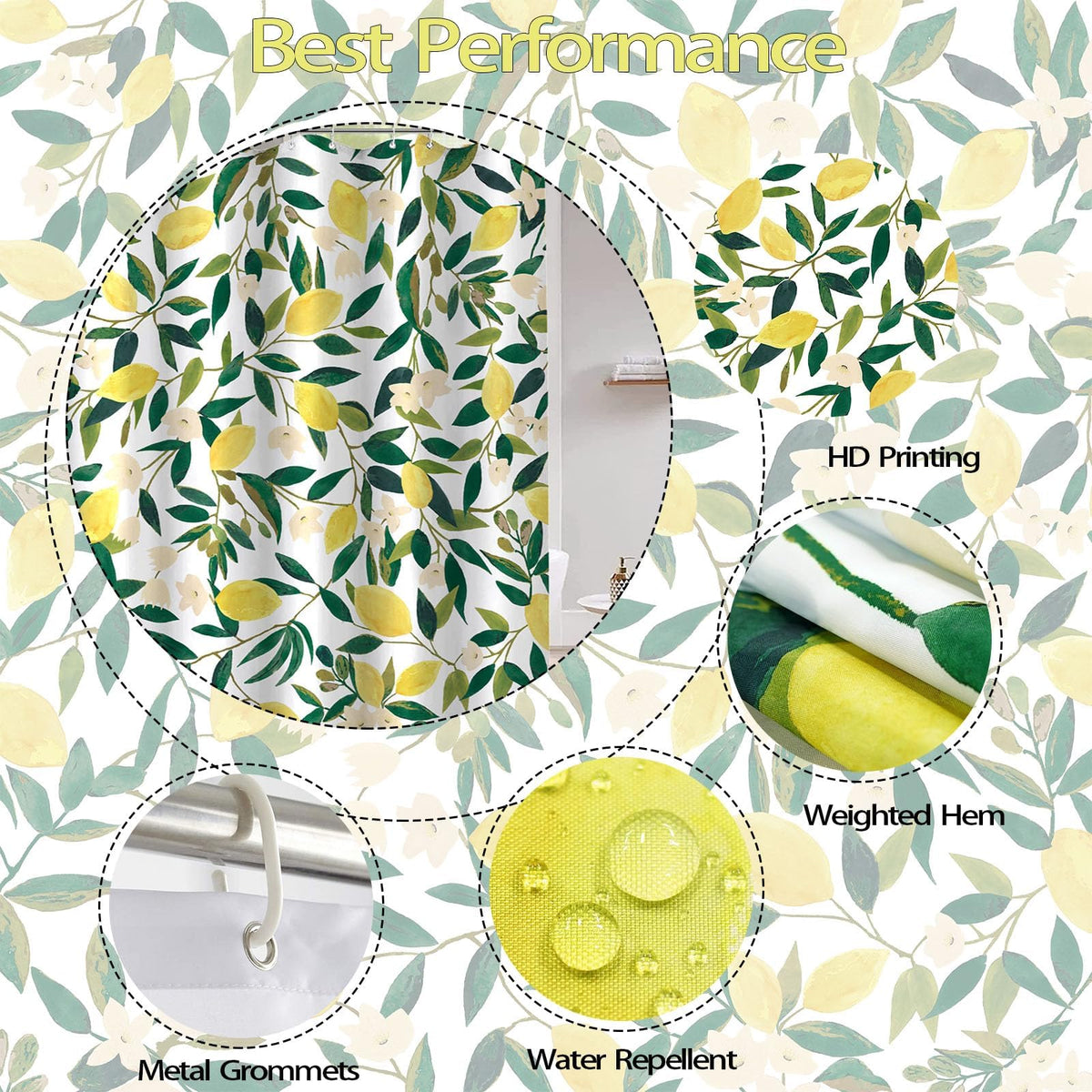 Lemon Shower Curtain (Lemon / 72"W x 72"L (Pack of 1))