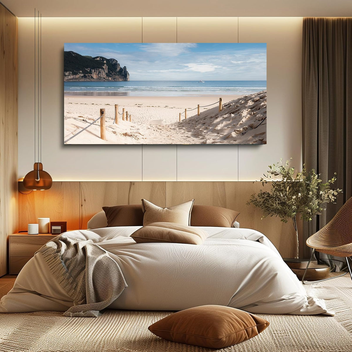 Large Wall Pictures for Living Room Sand Beach Wall Art Coastal Paintings Ocean Decor Landscape Canvas Prints Bedroom Wall Art Office Artwork Framed Posters Panel Bathroom Home Decor (2Sandb03 / 48"L x 24"W)