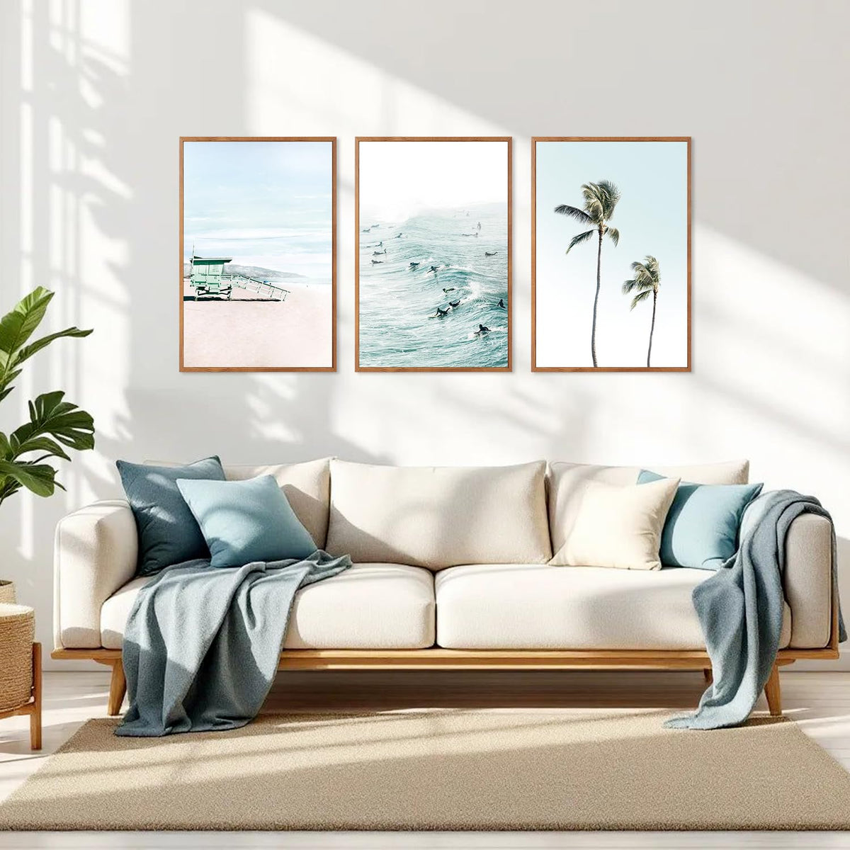 Coastal Palm Tree Framed Wall Art (Ocean / 24"L x 36"W)
