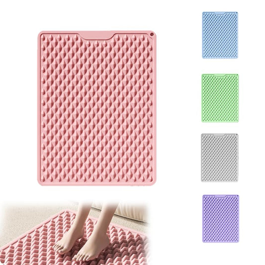 Silicone Cushion Portable Foot Reflexology Pad Foldable Foot Massage Mat Pressure Point Massage Mat Anti (Pink)