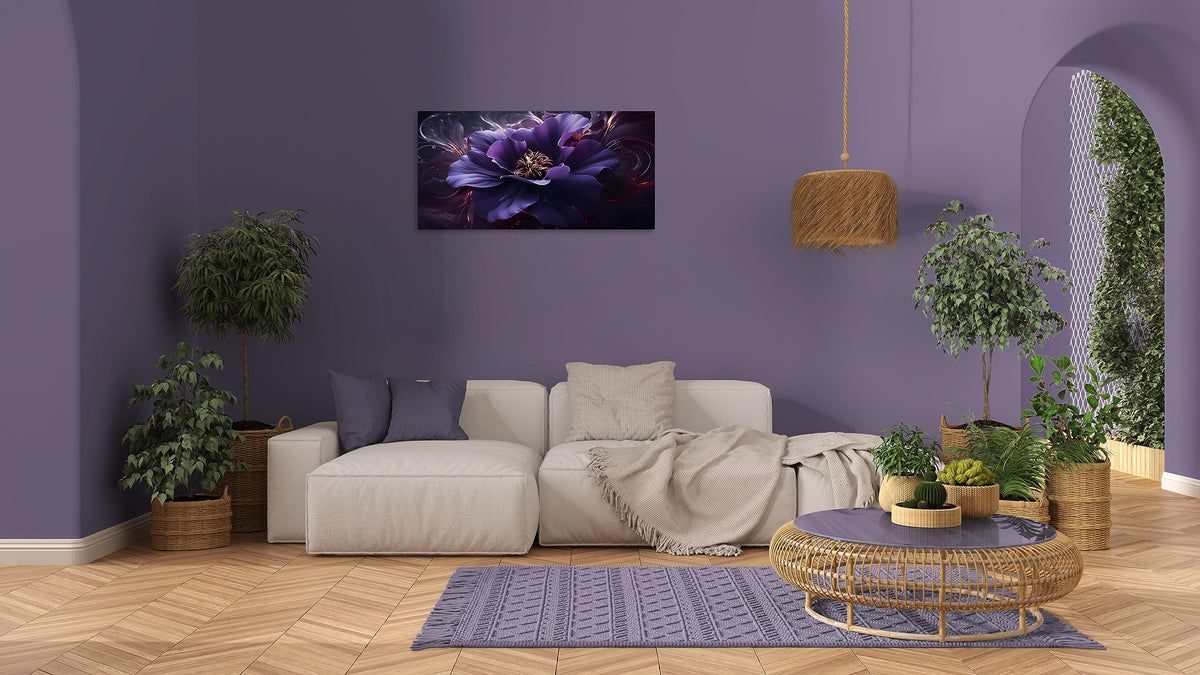 1 Panel Purple Picture Wall Art Purple Canvas Wall Art Flower Pictures Abstract Flower Print on Canvas Flowers Art for Bedroom Home Decor Living Room Stretched and Framed 20x40 inch (40"L x 20"W / Purple Flower 6)