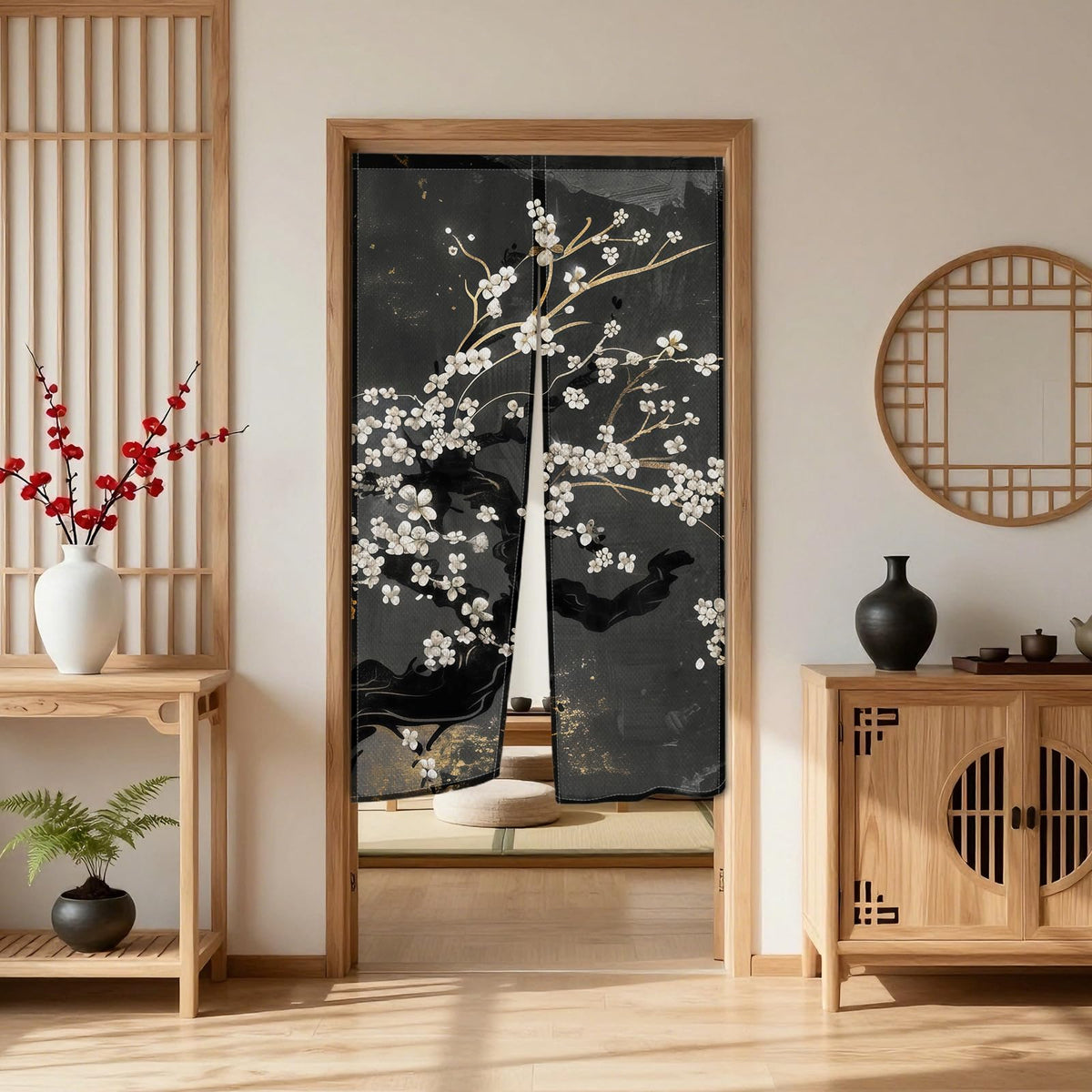 Japanese Noren Doorway Curtain (Black03)