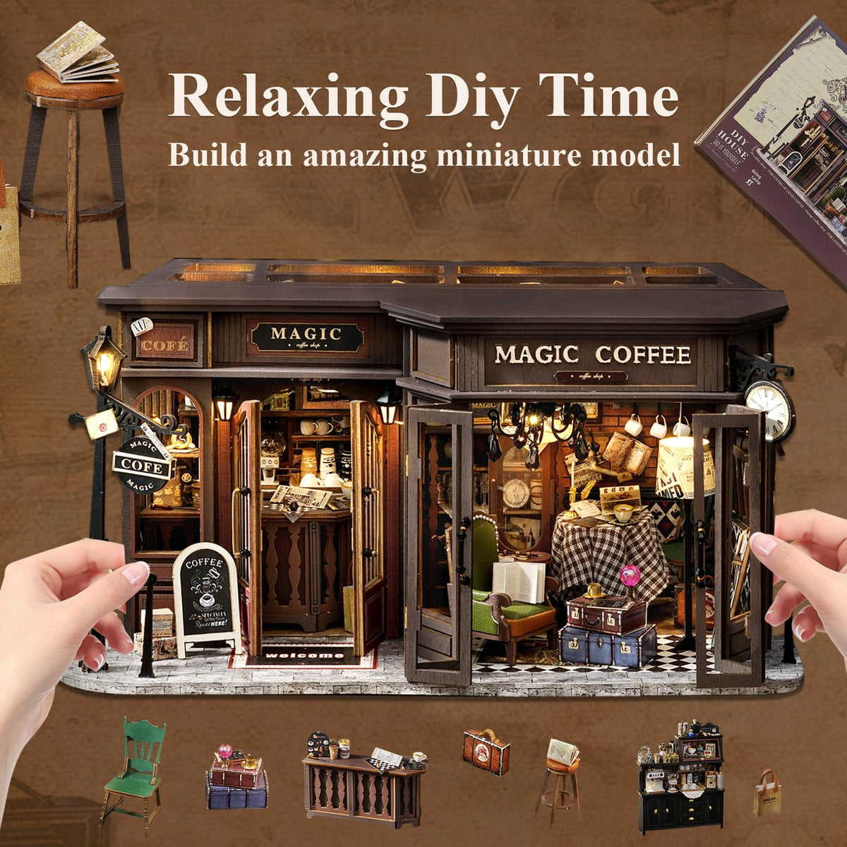 DIY Magic Miniature Dollhouse Kit Halloween (Magic Coffee)