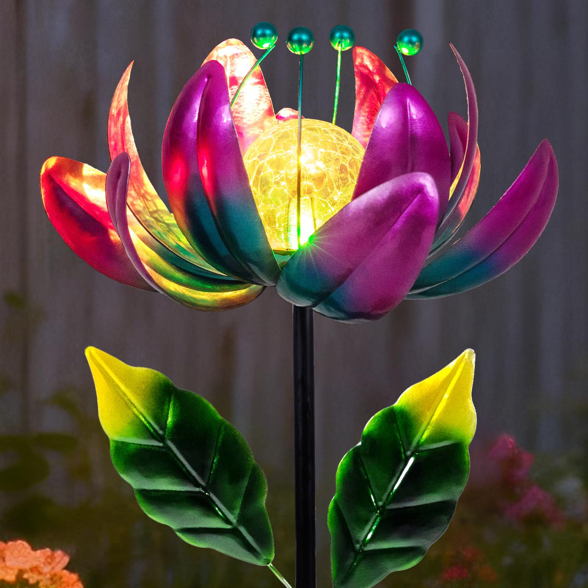 Outdoor Garden Decor Solar Spinners Lights (Purple-standard)