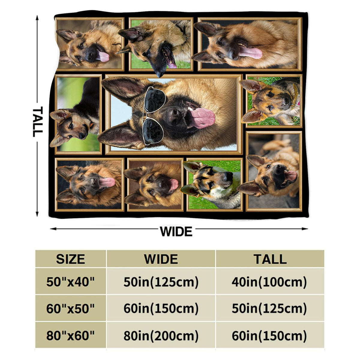 German Shepherd Dog Throw Blanket (50"x60" / German Shepherd)