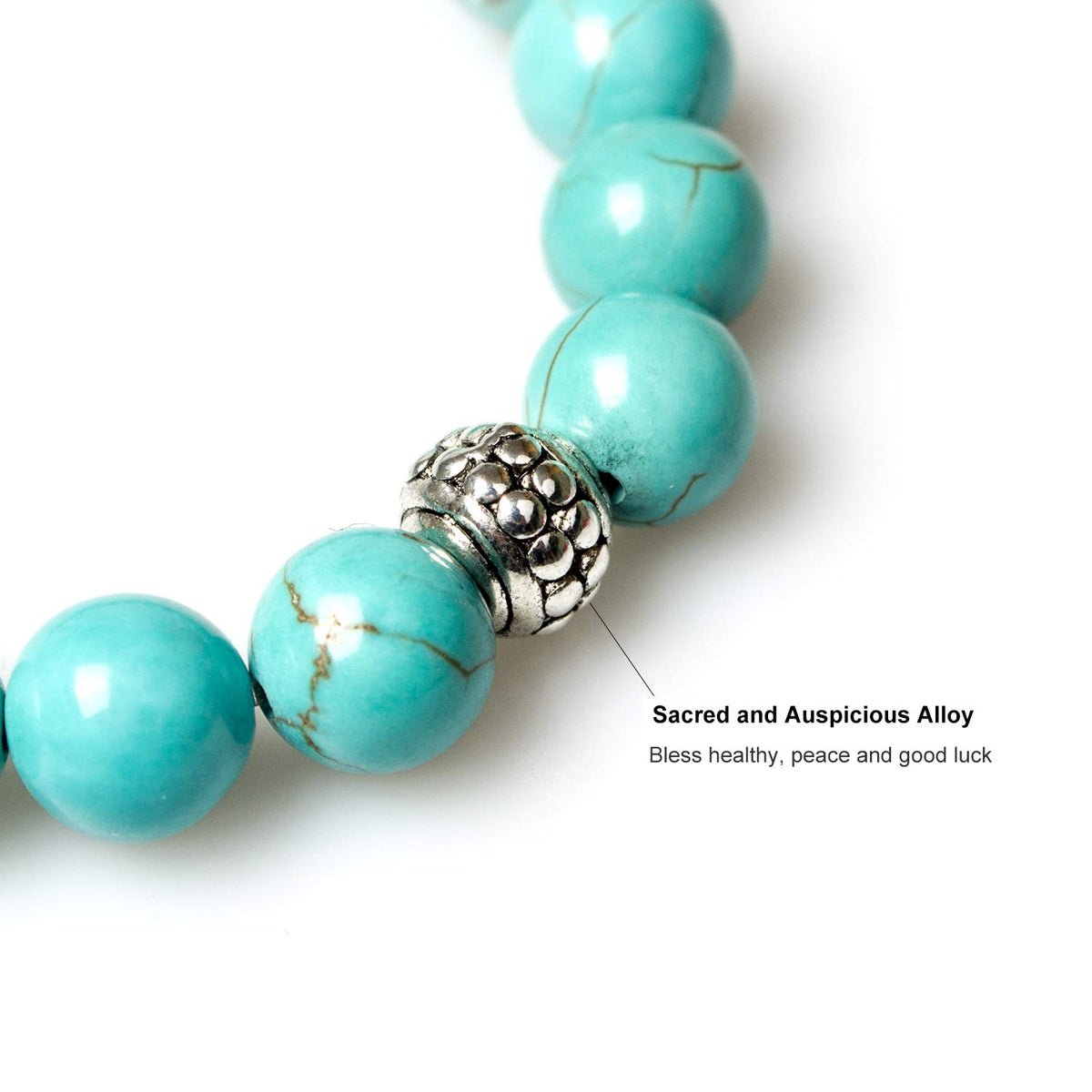 Necklace 108 Mala Beads Bracelet Buddhist Prayer Pendant Necklace (Turquoise-Tree)