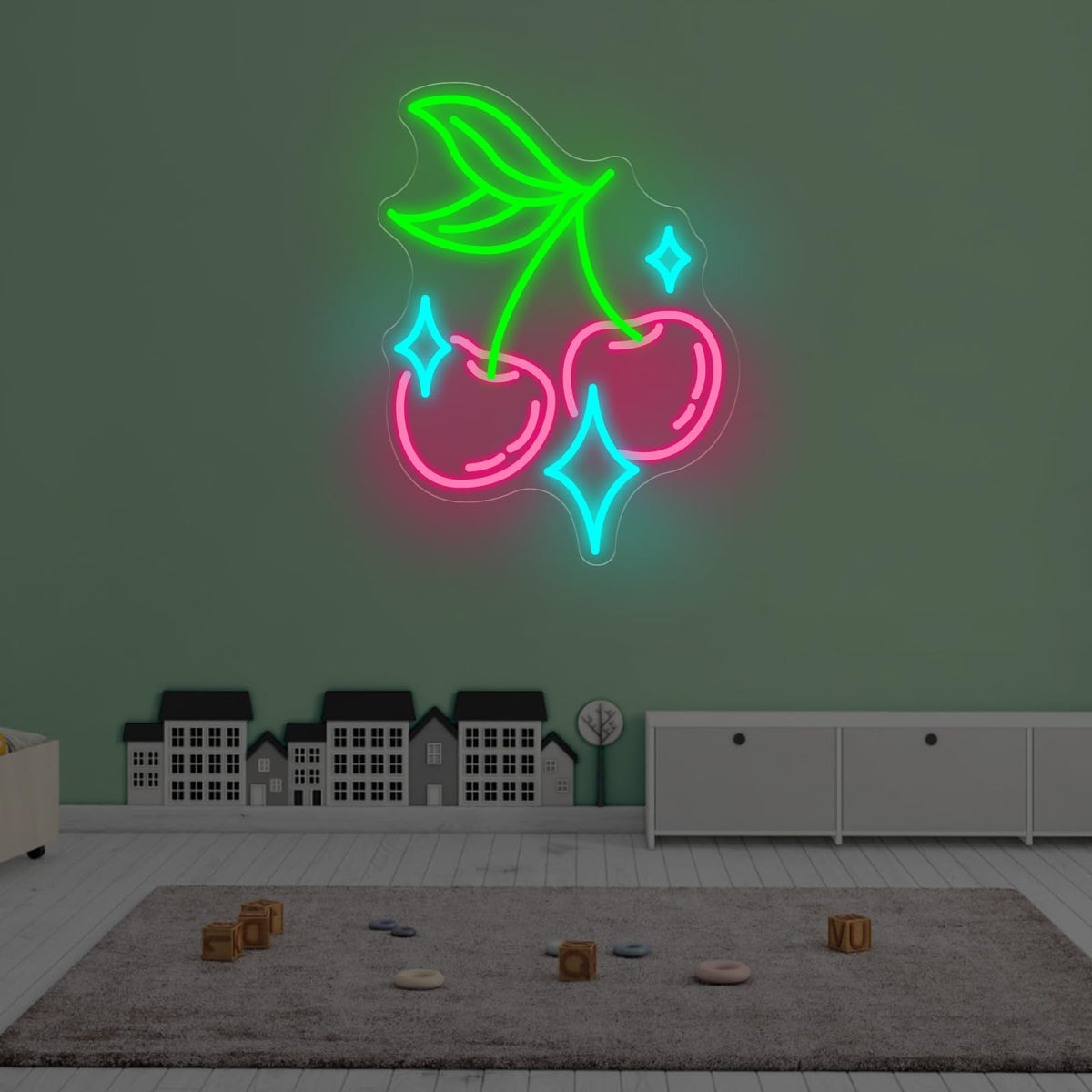 Cherry Bling Neon Sign Aesthetic LED Wall Light for Bedroom Bar Sign (Cherry Star)