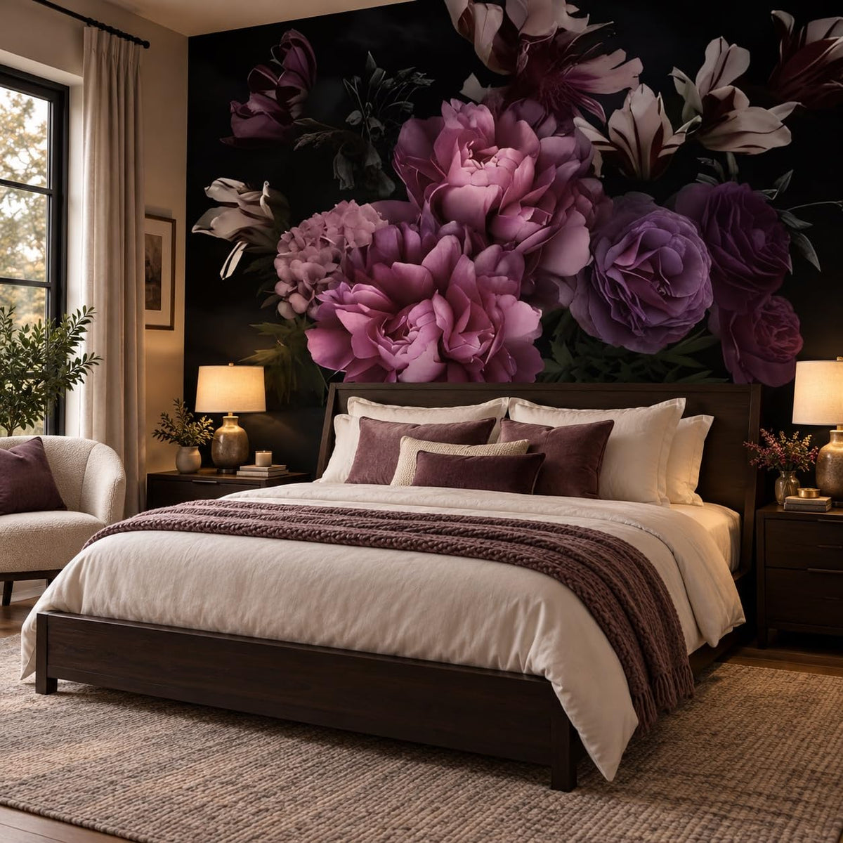 Peel and Stick Wall Mural Wallpaper Floral 136"x96" Decor G17 (G17 / 136" x 96")