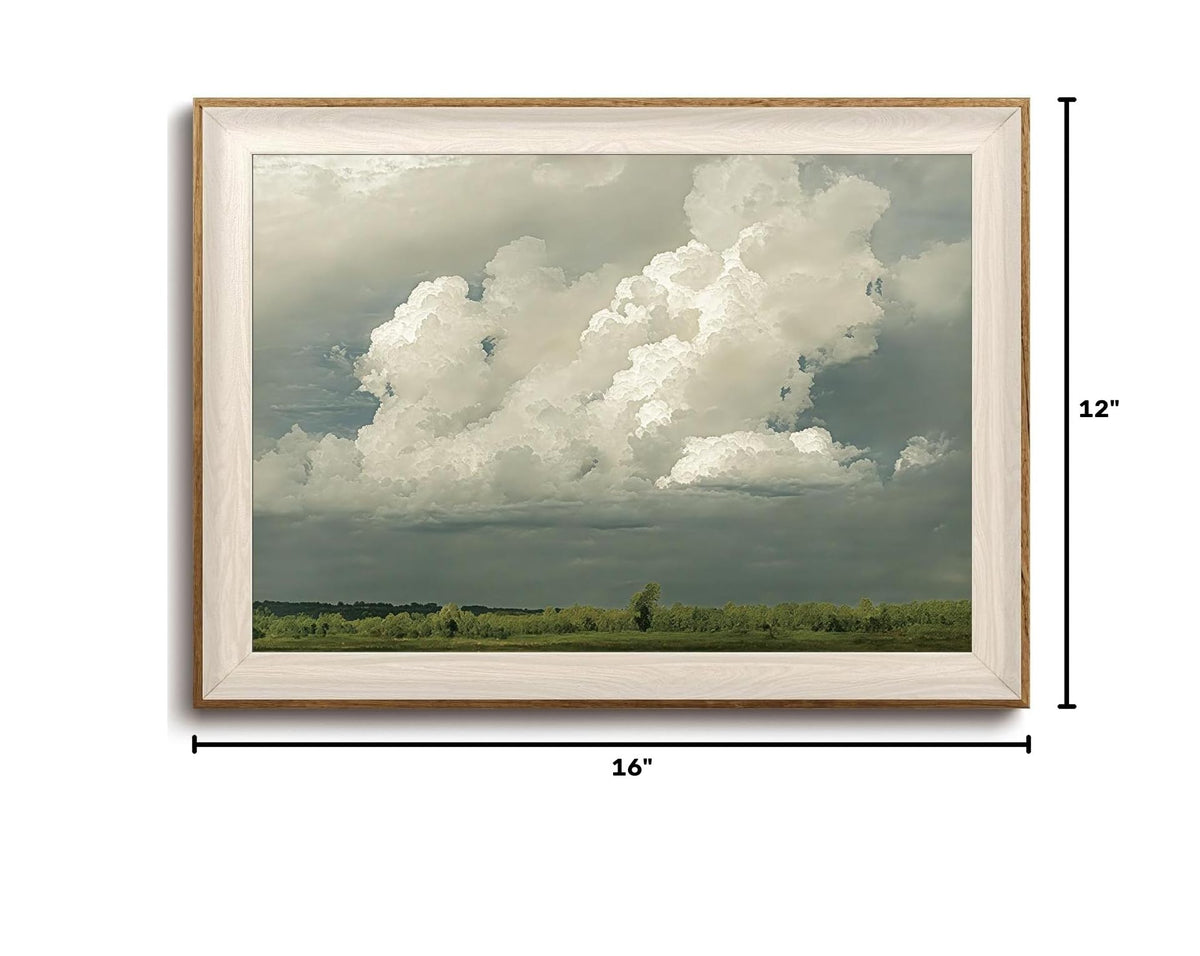 Framed Wall Art Vintage Wall Decor Landscape Canvas Art Cloud Pictures Forest Paintings Rustic Artwork For Living Room Bedroom Bathroom Kitchen (Cloudscape / 16"L x 12"W)