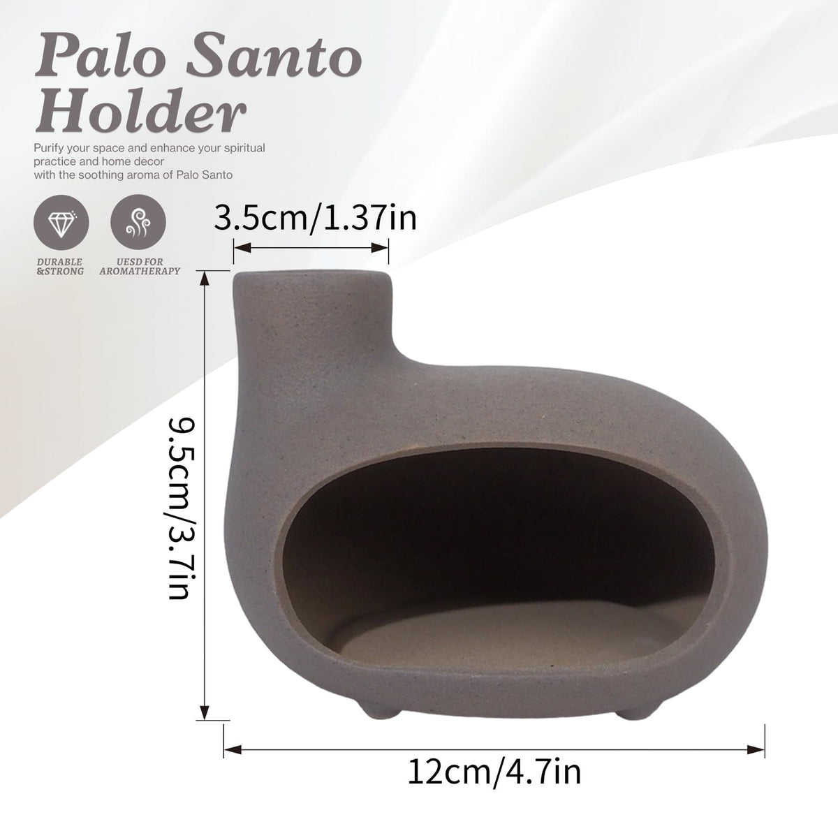 Mini Chiminea Smudge Stick Holder (Classic Sandblasted Clay -Grey)