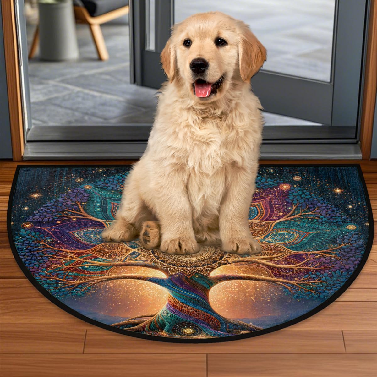 Tree Half Round Door Mat Semi Circle Rug Half Moon Doormat (B:e-40)