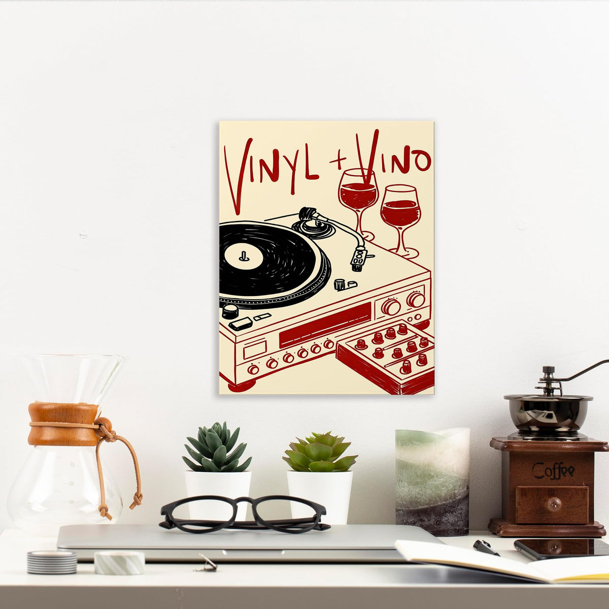 Vinyl Records Wine Bar Wall Art Decor 11x14 Inches (Vinyl Records Wine Bar)