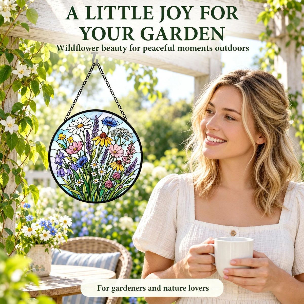 Wildflower Suncatcher Gifts for Women (Wildflowers / 9.8 x 9.8 IN)
