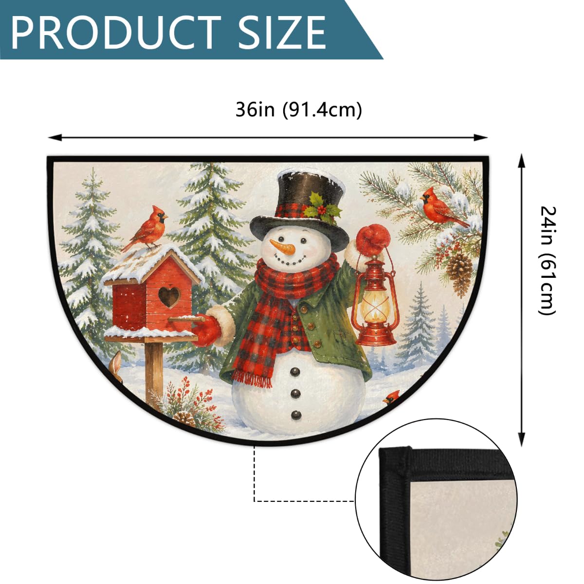 Christmas Half Round Door Mat Semi Circle Rug Half Moon Doormat (A:z-10)