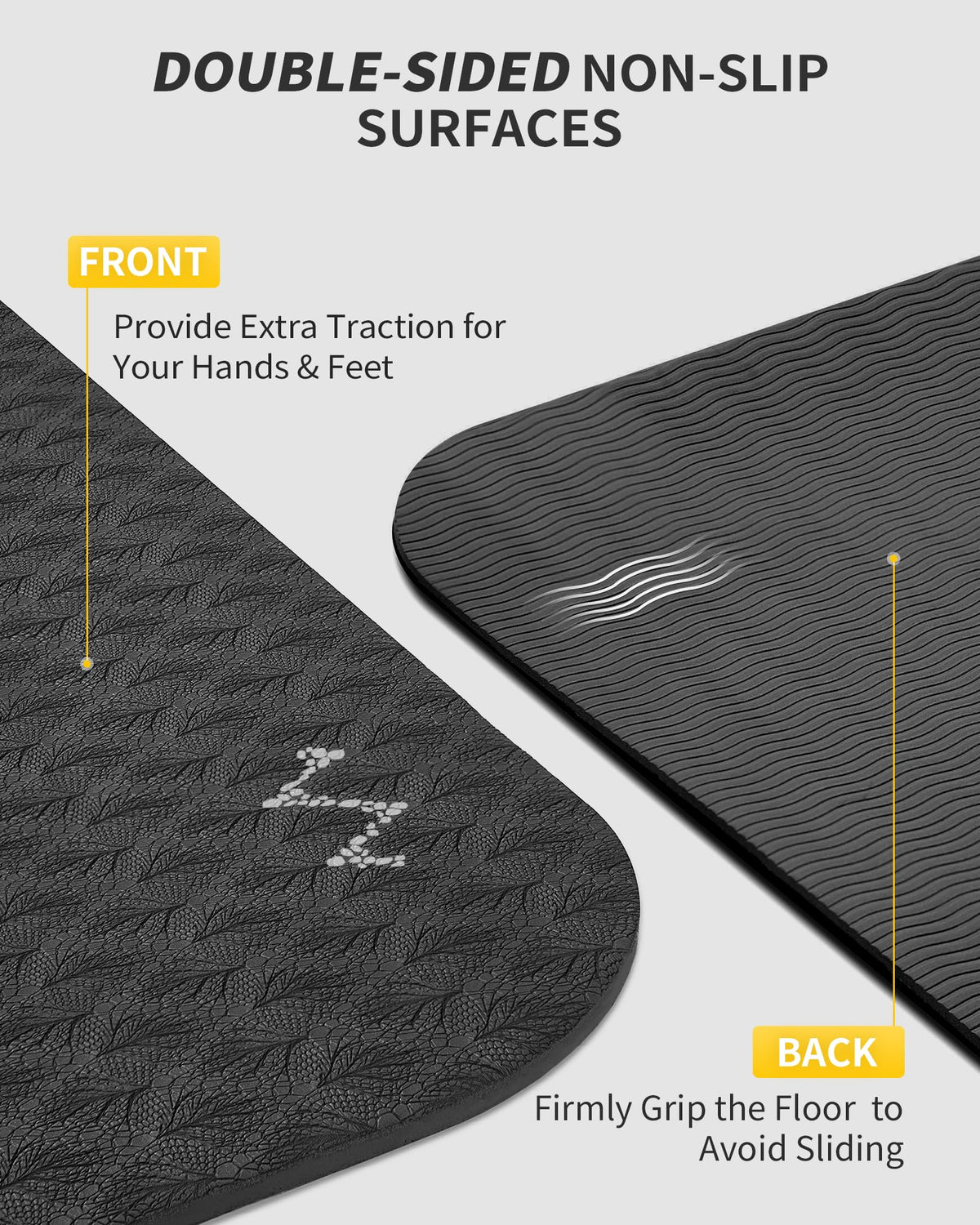 Large Yoga Mat for Men and Women 1 (BLACK / 8mm)