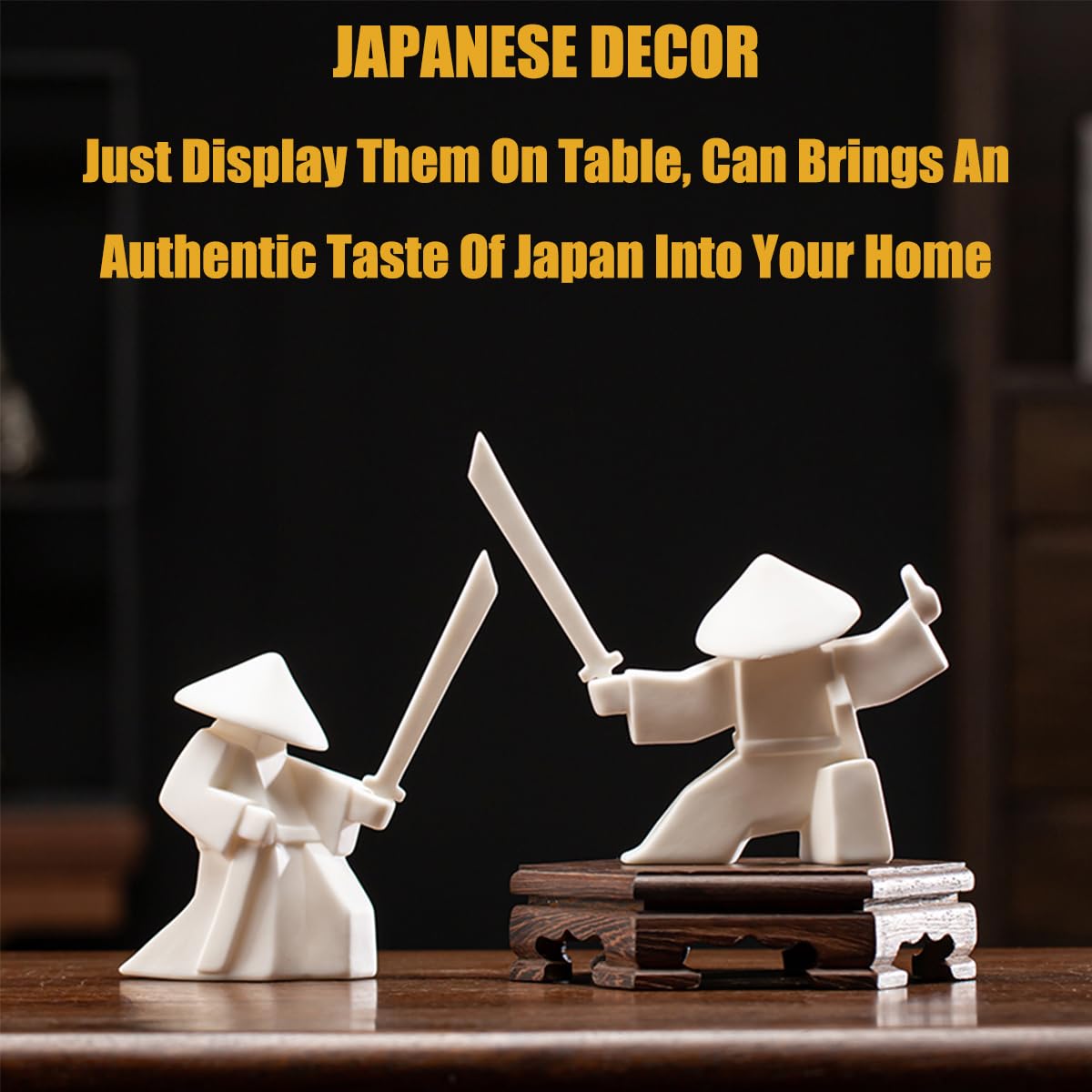 EAEMDY Samurai Figure Figurine Japanese Warrior Statue Decor for Table Room (2. White A+b)
