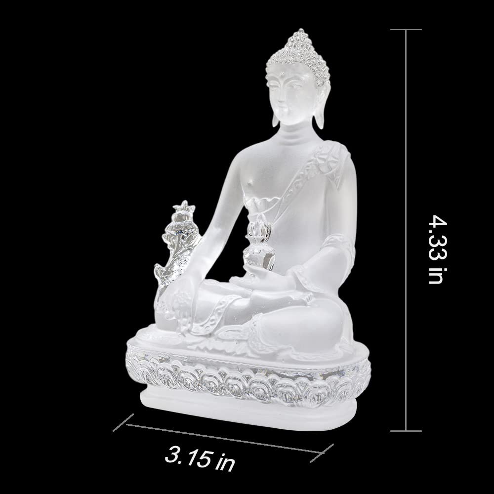 Small Crystal Medicine Buddha Statue for Indoor Home Decor (Clear)