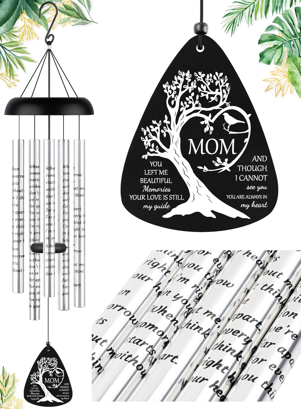 32'' Sympathy Wind Chimes Memorial Gifts for Loss of Mom Cardinal (32 inches)