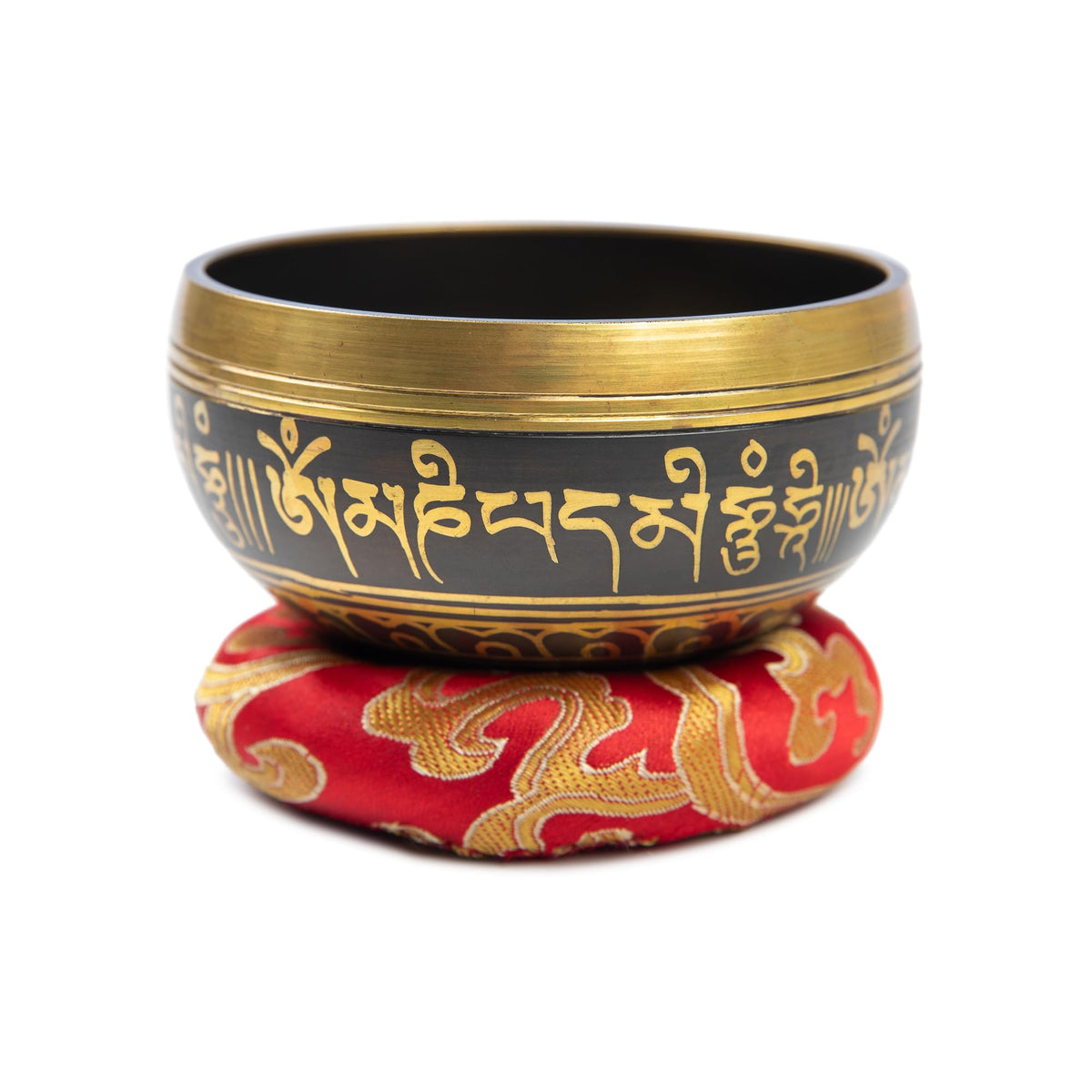 Tibetan Singing Bowl Set Brass (Black & Red)