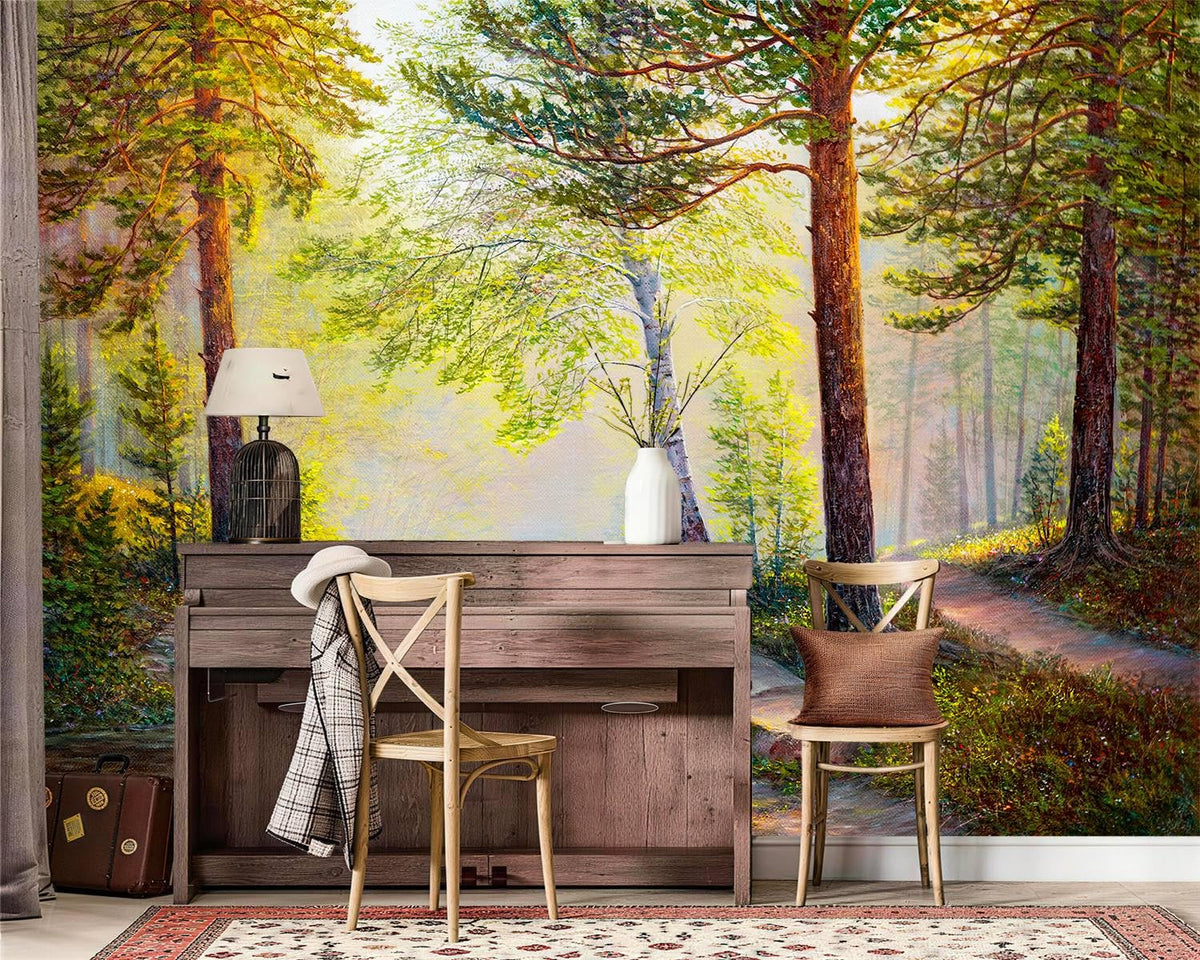 Peel Stick Wall Mural Wallpaper Forest 114"x82" Decor G03 (G03 / 114" x 82")