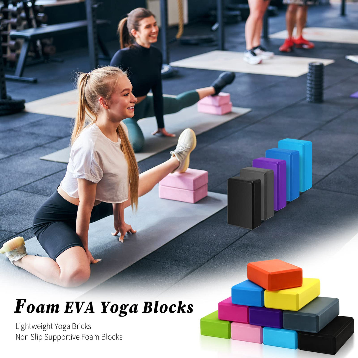 10 Pcs Foam EVA Yoga Blocks Lightweight Yoga Bricks Non Slip Supportive Foam Blocks Yoga Prop Accessories for Yoga (Mixed Colors)
