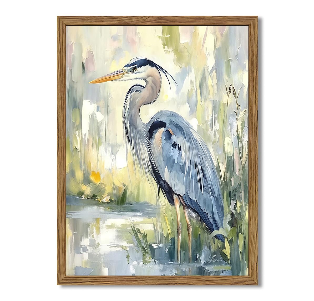 Framed Blue Heron Wall Art (Heron / 16"L x 12"W)