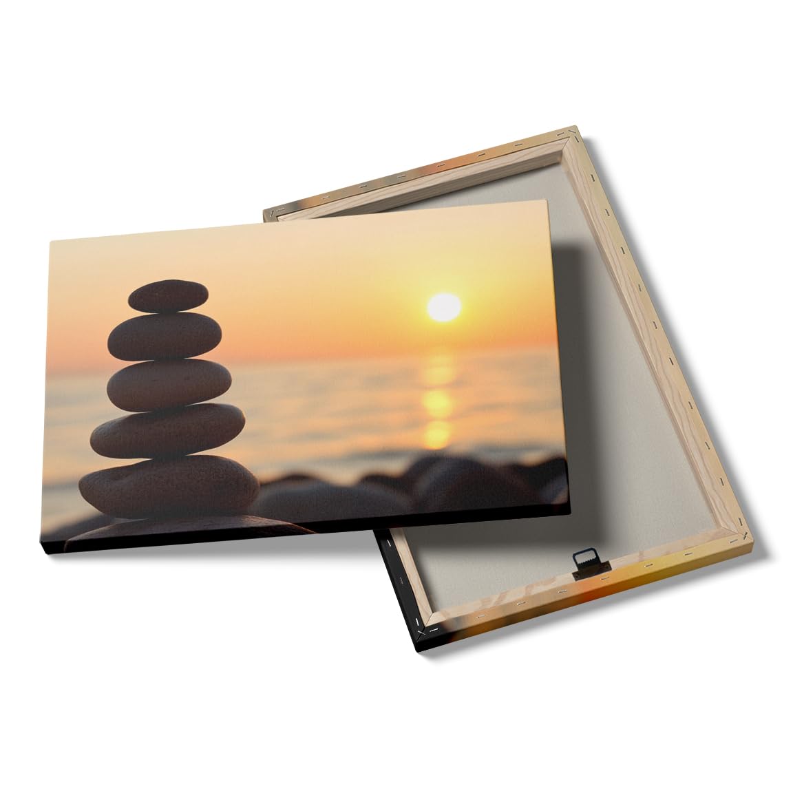 Minimalist Zen Sunset Wall Art (Wood Framed-2 / 24"L x 36"W)