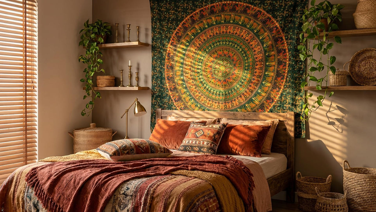 Queen Elephant Peacock Tapestry Wall Hanging Hippie Mandala Bohemian Hippy Meditation Psychedelic Design Indian Peacock Meditation Gypsy Tapestries Bedspread Army Green (88"L x 81"W / Army Green)