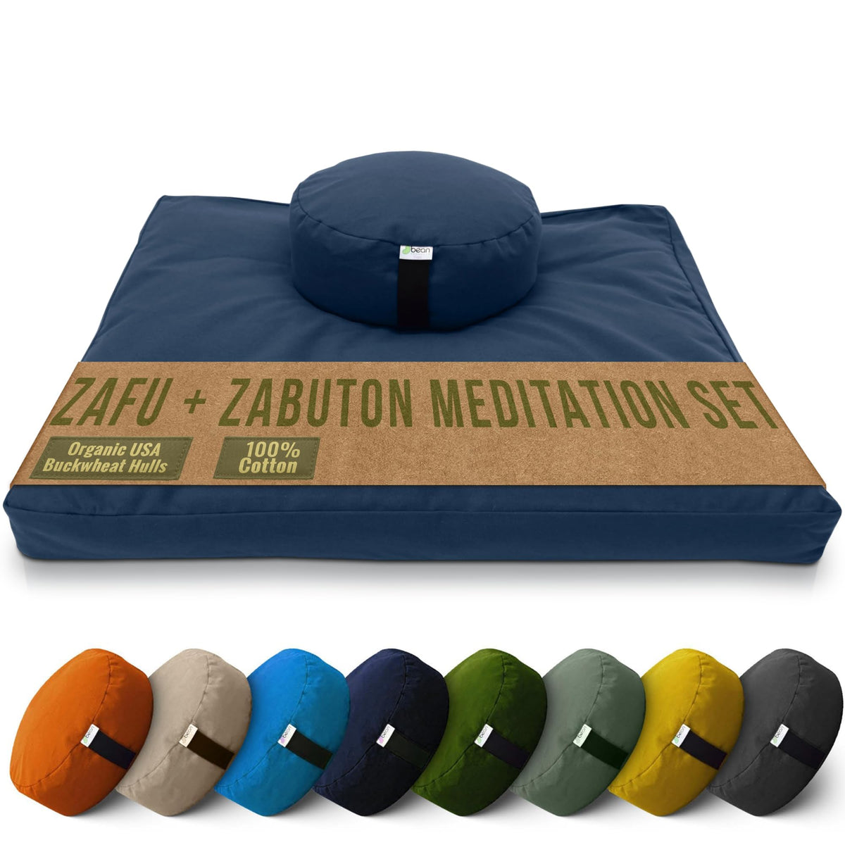 Round Zafu & Zabuton Yoga Meditation Cushion Set (Round Combo / Navy - 10oz Cotton Canvas)
