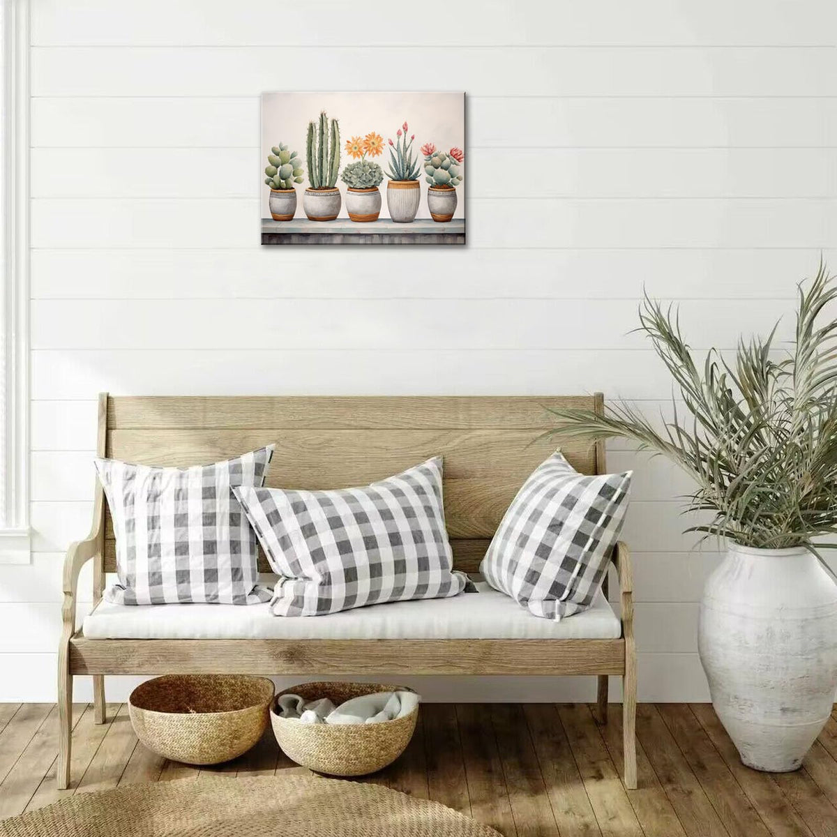 Cactus Canvas Prints Painting Farmhouse Decor Botanical Plant Wall Art Cactus Posters for Kids Room Living Room Baby Room Bedroom Bathroom Office Decor Framed Ready To Hang (36"L x 24"W / Cactus)