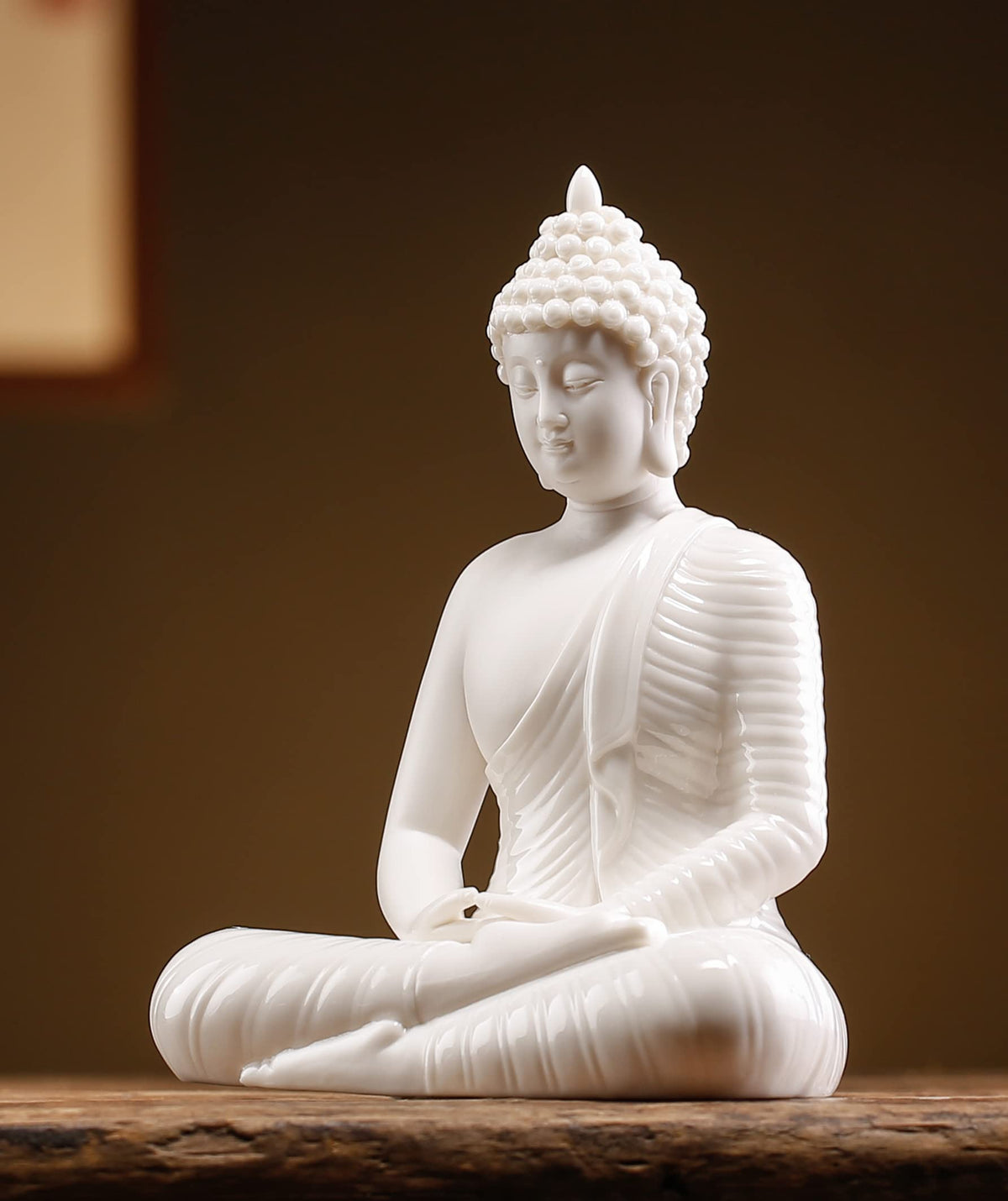 6 inch Small White Buddha Statue for Home Decor (White)