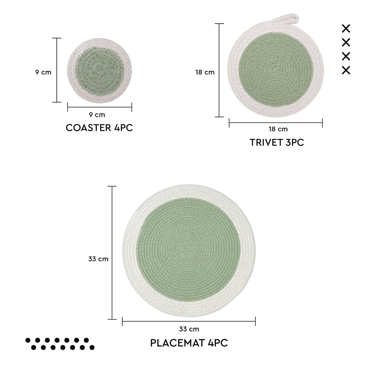 Cotton Placemats (Sage / 13" (Pack of 11))