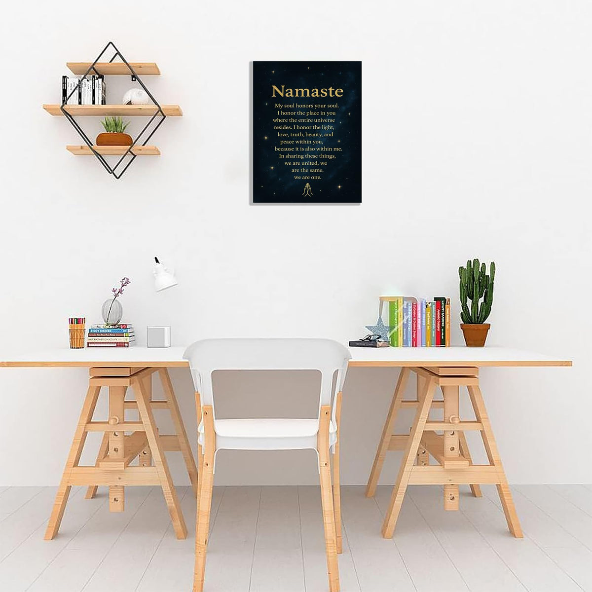 Yoga Canvas Wall Art Inspirational Namaste Definition Print zen Positive Meditation Canvas Painting Home Bedroom Wall Decor Framed Gift Framed 12 * 18 Inch (18"L x 12"W / White 9)