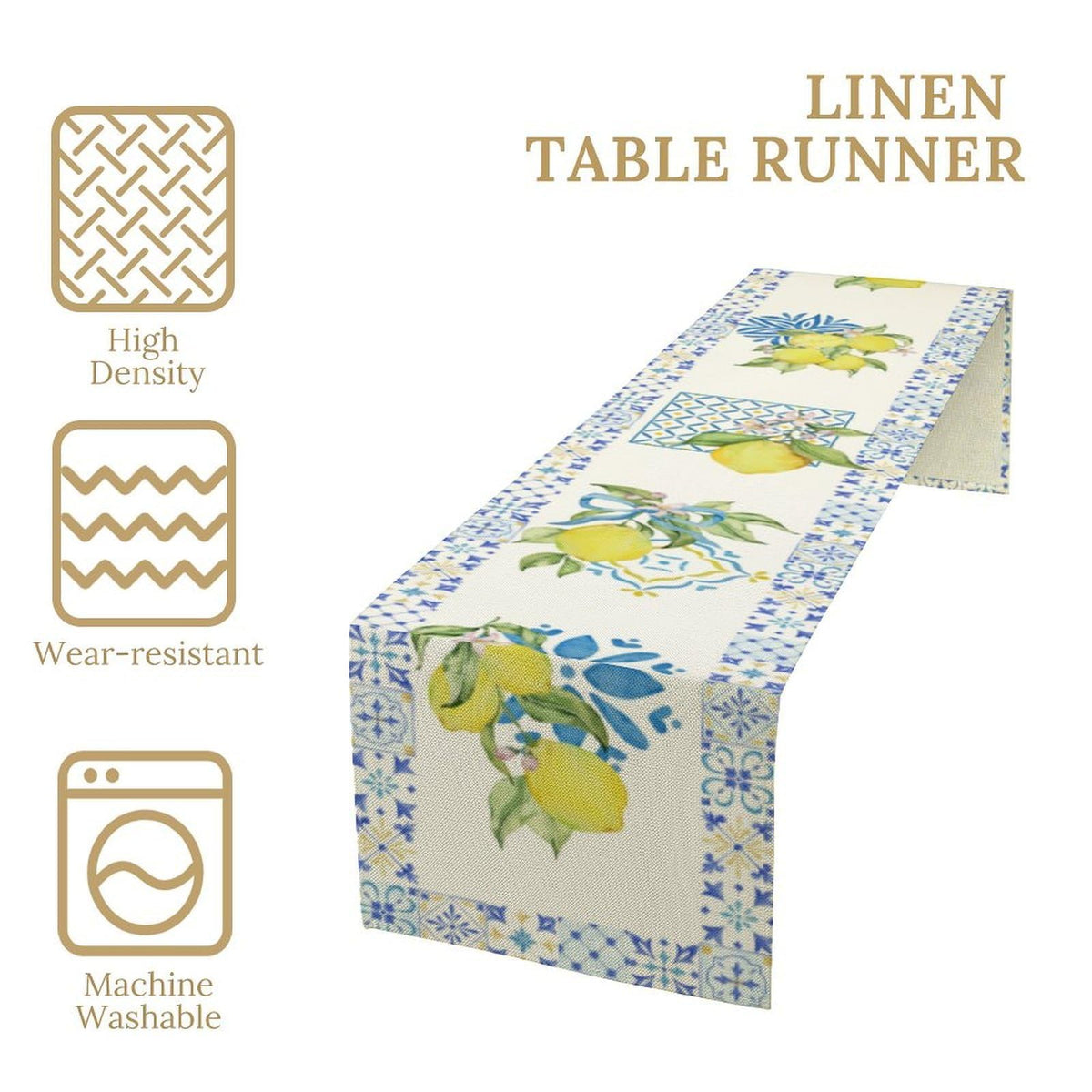 Mediterranean Lemon Table Runner (13x108inch / Blue White Lemon)