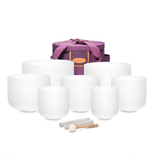 6 12 inch Chakra Set of 7 Crystal Singing Bowls with Heavy Duty Carrying Case and Singing Bowl Mallets (6-12 inch / Set of 7 Singing Bowls)