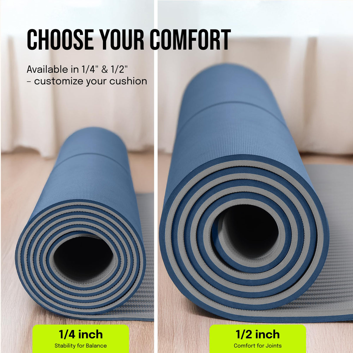 Extra Wide Yoga Mat for Men Women (Midnight Blue / Extra Cushion (1/2 Inch Thick))