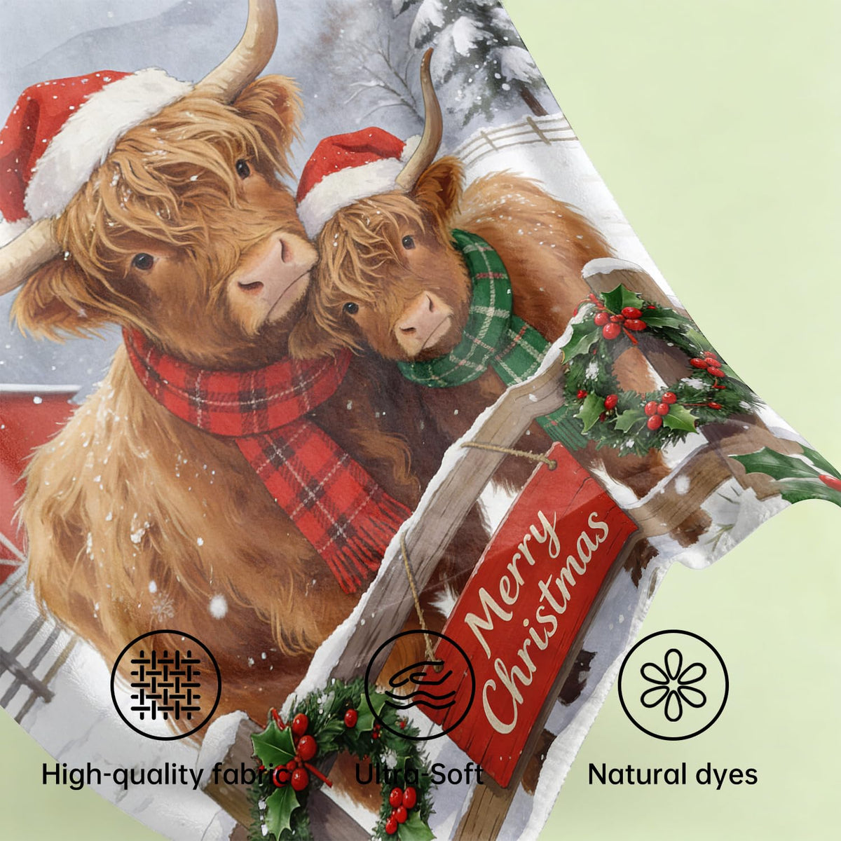 Highland Cow Throw Blanket Merry Christmas Cows Cozy Plush Flannel 50"X60" (Highland Cow / 50"X60")