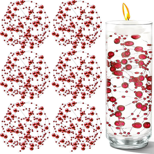 50 PCS Artificial Floating Beads for Centerpieces Vases (Red / 8+3mm(50pcs))