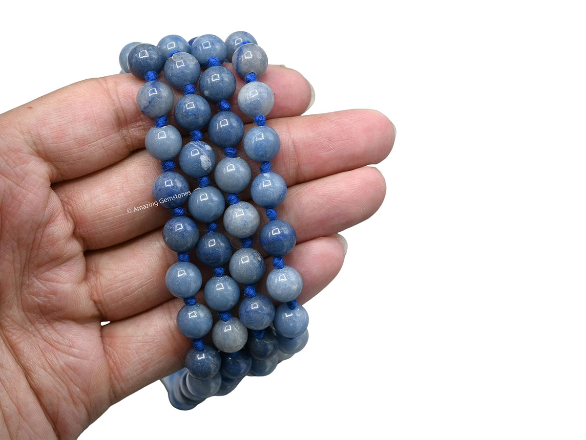 Blue Aventurine Buddhist Prayer Beads Japa Mala with 108 Meditation Beads (Hand Knotted / Blue Aventurine)