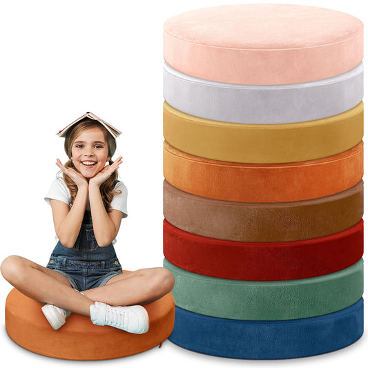 8 Pcs Round Floor Pillow Cushions for Kids Classroom 15'' Soft Flexible Seating Classroom Elementary Extra Thick Floor Cushions for Daycare Kindergarten Reading Corner Library (Advanced Boho)