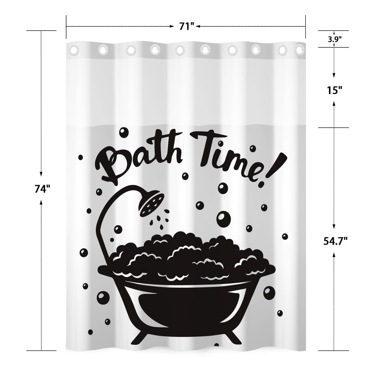 No Hook Shower Curtain with Snap in Liner Set (Bath Time)