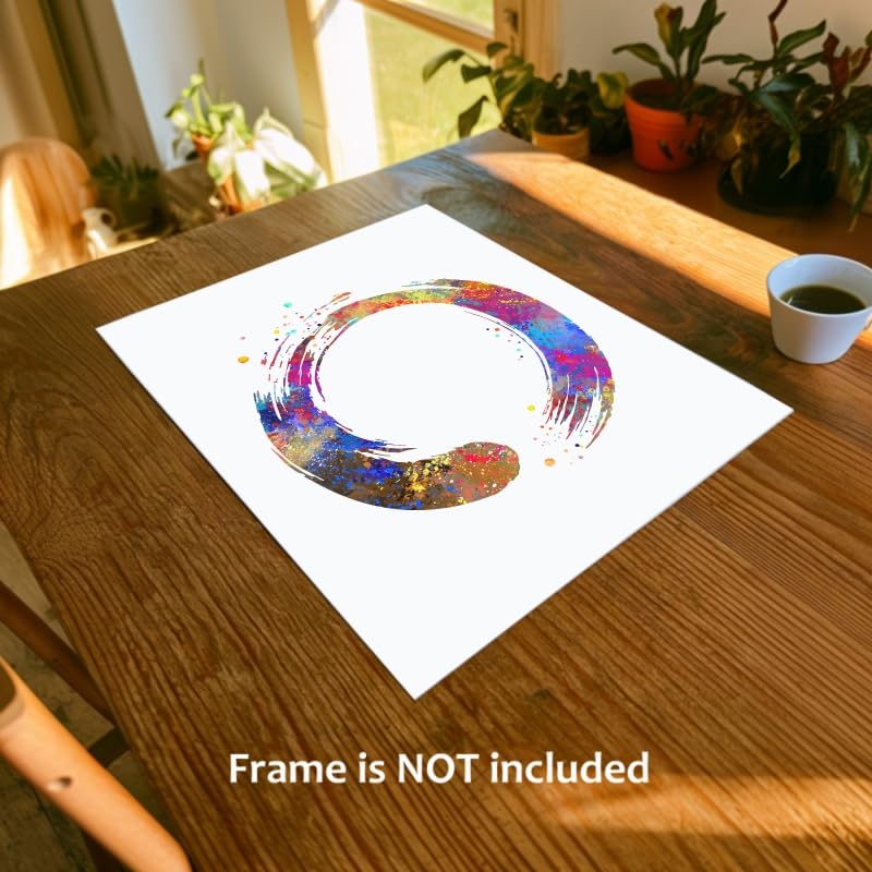 13X19 Unframed Zen Circle Enso Symbol Buddhism Meditation Yoga Watercolor Art Print Poster Positivity Affirmation N428 (19"L x 13"W)