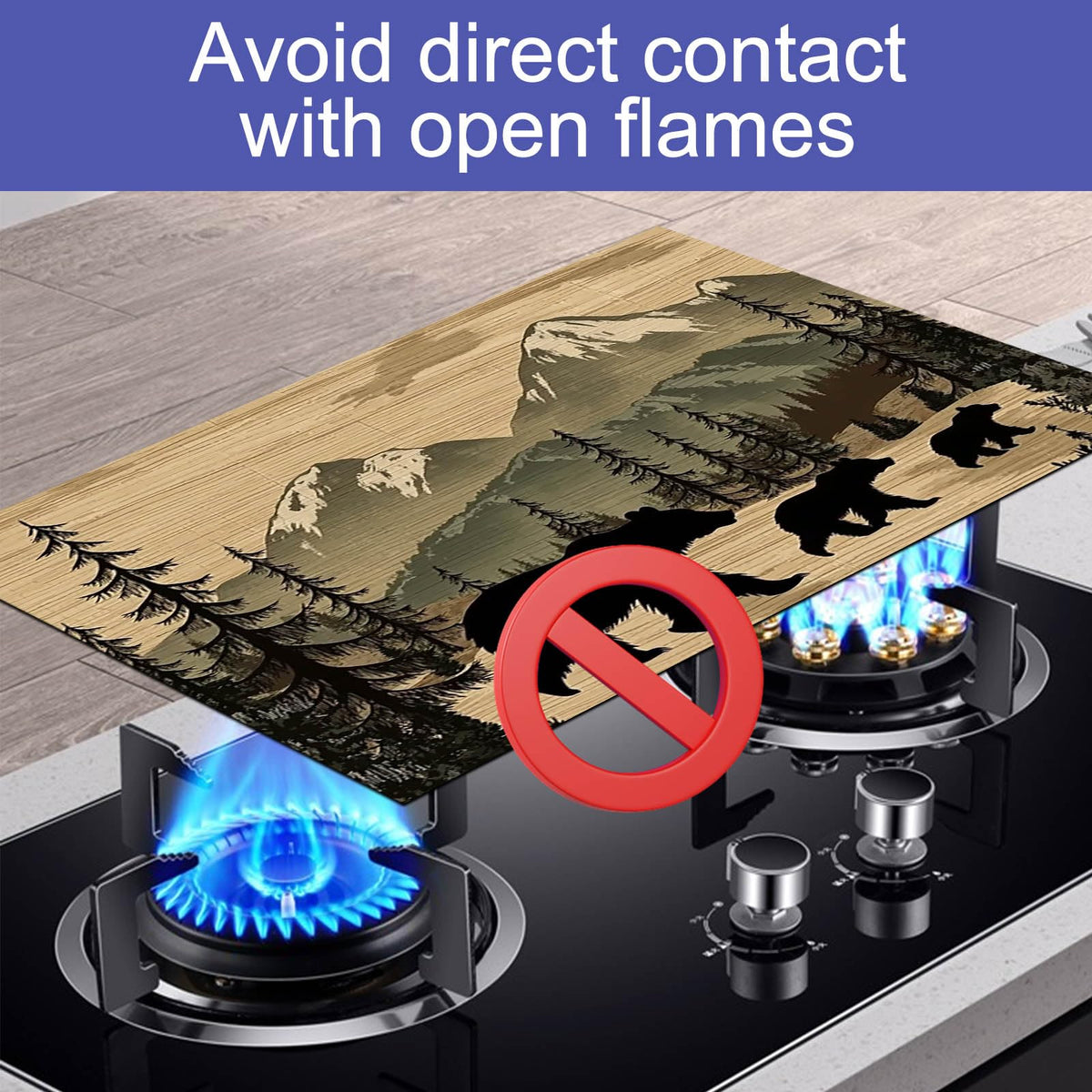 Mountain Bear Stove Cover 28x20 Heat Resistant Diatomite Mat
