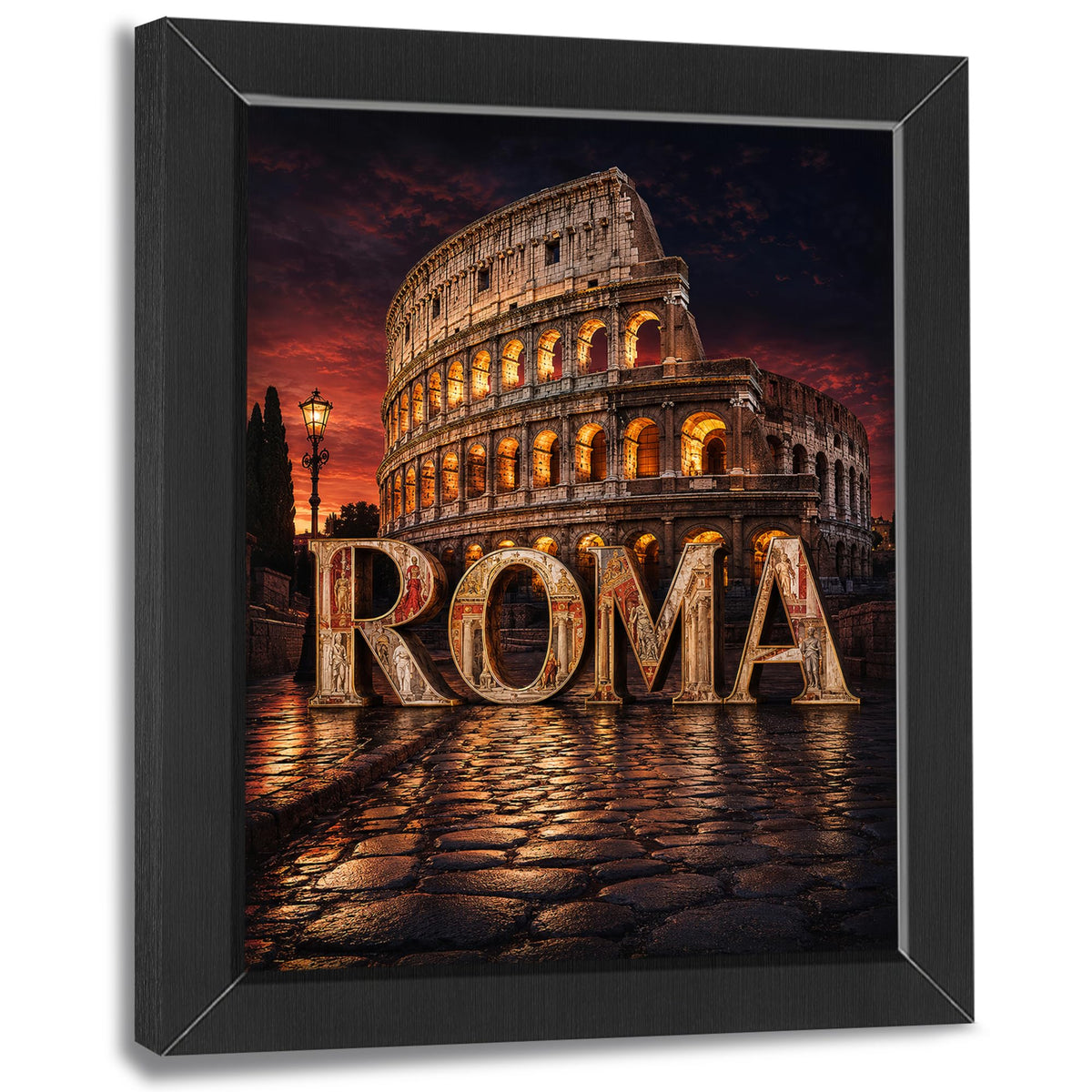 Rome Colosseum Decor Wall Art (Wall Art Framed 64 / 24"L x 16"W)