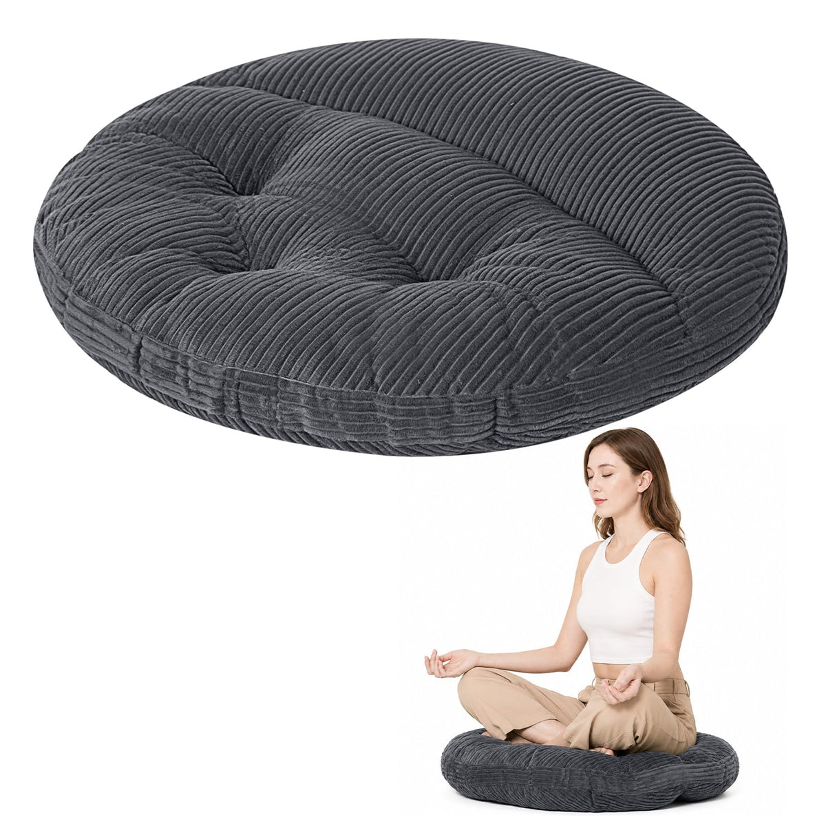 Meditation Cushion (Dark Grey / 6'' Thick Oval)