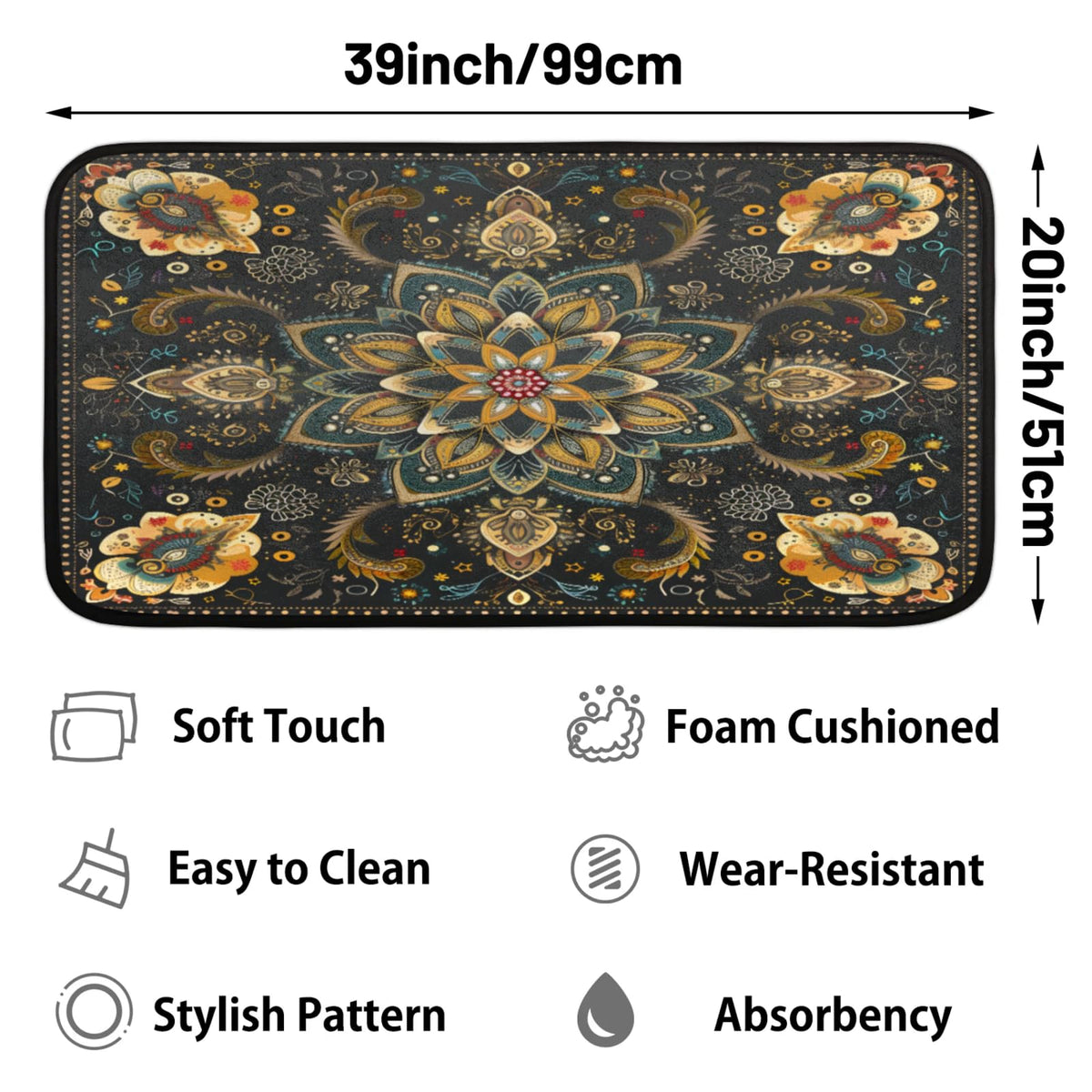 Mandala Kitchen Rugs Kitchen Mats Non Slip Floor Mat (A:color 5)