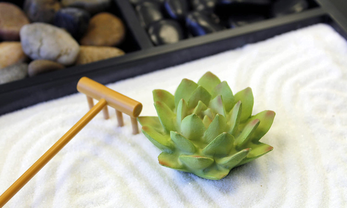 Mini Zen Garden Kit for Desk with Rake (9 inches)